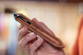 Brown Leather Sleeve with Pilot G2 Pen
