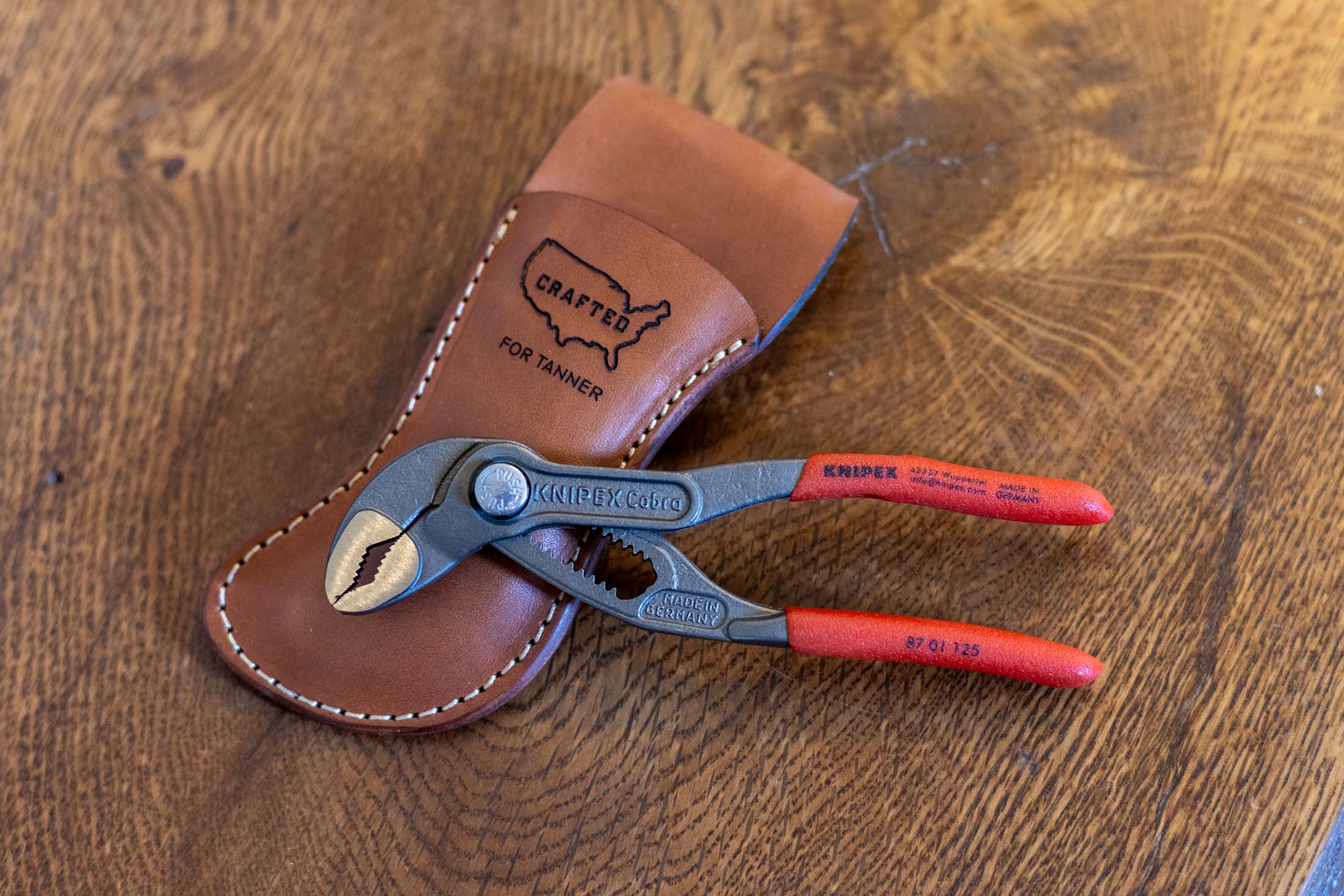 Knipex 5 Inch Plier + Leather Belt Holster Bundle