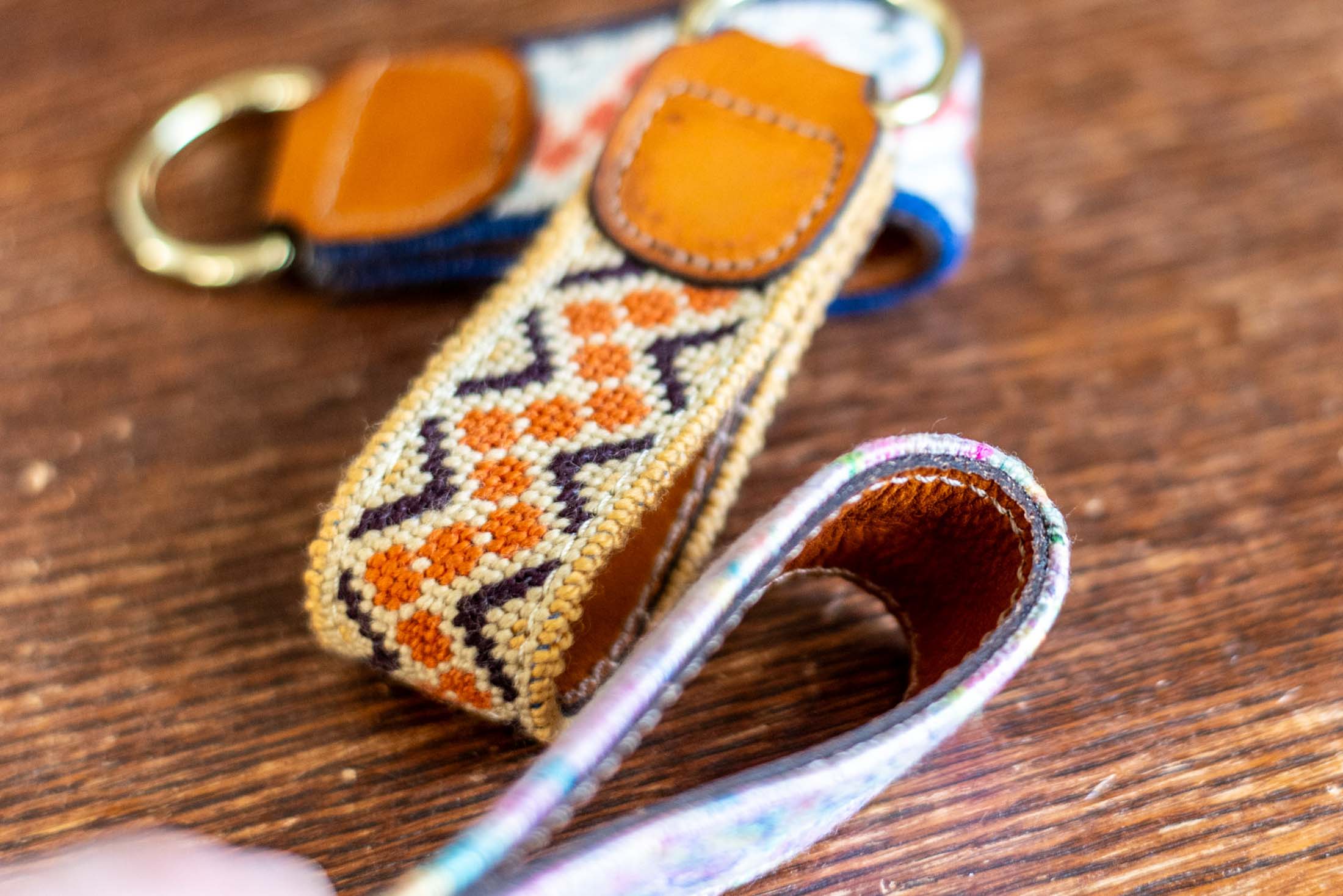 Key Fob Leather Needlepoint Finishing